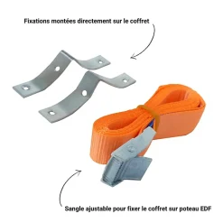 Coffret de chantier monophasé 3/6/9 kW - pack complet raccordement aérien 15m conforme ENEDIS avec 1 prise et bornier IP2X^Tecko New