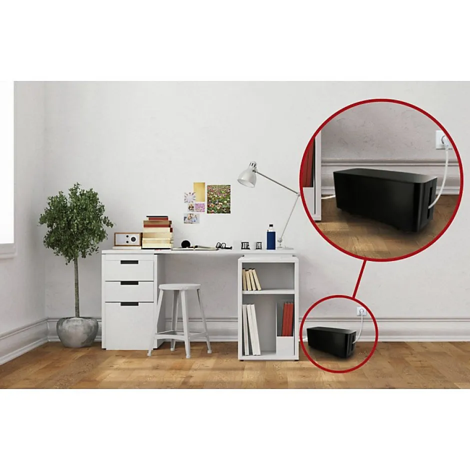 Coffret de rangement câbles et multiprises taille moyenne noir^Lifebox Online