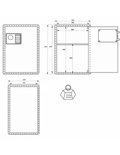 Coffret de sécurité à poser Vincennes, fermeture électronique à code, 2 pênes, 53L --Thirard Outlet