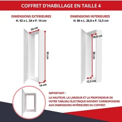 Coffret d'habillage 13 modules en acier blanc pour tableaux éléctriques - H 920 x L 340 x P 140 mm - Réf. RCH400-Atole New