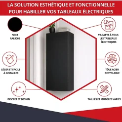 Coffret d'habillage 13 modules en acier noir pour tableaux éléctriques - H 920 x L 340 x P 140 mm - Réf. RCH400NR^Atole Online