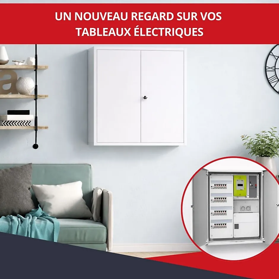Coffret d'habillage en acier avec clé pour tableaux électriques double - H 54 x L 58,5 x P 16 cm - Réf. RCH2T216GSS^Atole Best