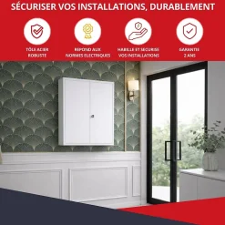 Coffret d'habillage en acier avec clé pour tableaux électriques double - H 54 x L 58,5 x P 16 cm - Réf. RCH2T616GSS^Atole Online