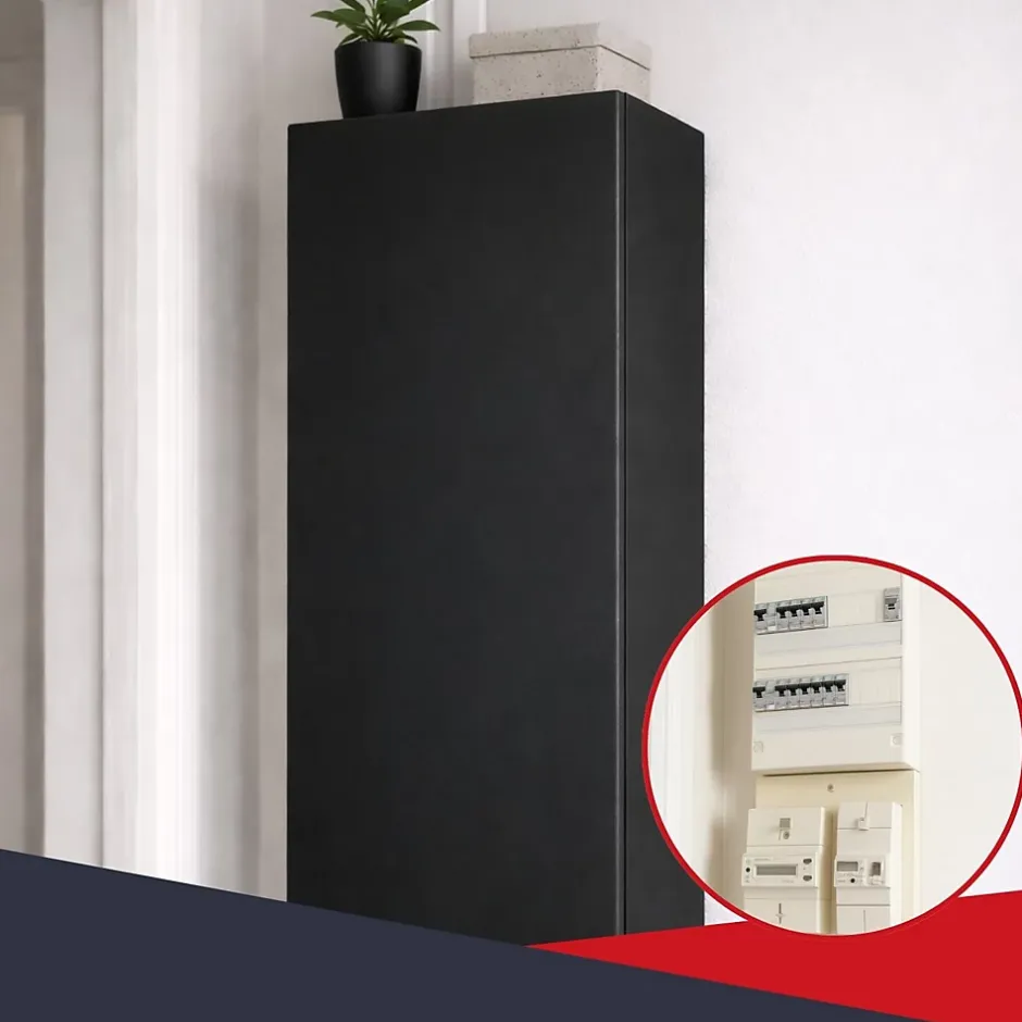 Coffret d'habillage 13 modules en acier noir pour tableaux éléctriques - H 1170 x L 340 x P 140 mm - Réf. RCH600NR-Atole Best