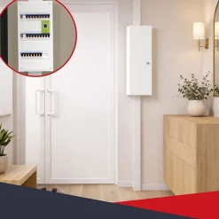 Coffret d'habillage 13 modules en acier blanc avec serrure à clef - H 790 x L 340 x P 140 mm - Réf. RCH300GSS-Atole New