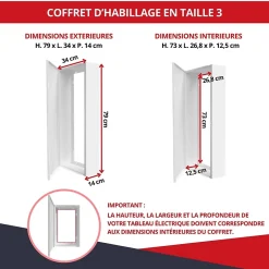 Coffret d'habillage 13 modules en acier blanc avec serrure à clef - H 790 x L 340 x P 140 mm - Réf. RCH300GSS-Atole New