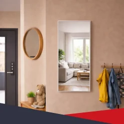 Coffret d'habillage 13 modules en acier blanc avec porte miroir - H 117 x L 34 x P 14,5 cm - Réf. RCH600MIR-Atole Discount