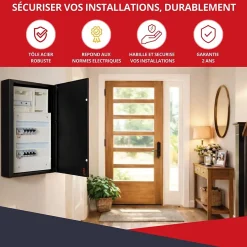 Coffret d'habillage 13 modules en acier noir pour tableaux éléctriques - H 790 x L 340 x P 140 mm - Réf. RCH300NR^Atole New