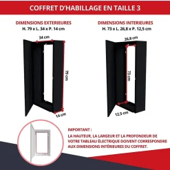 Coffret d'habillage 13 modules en acier noir pour tableaux éléctriques - H 790 x L 340 x P 140 mm - Réf. RCH300NR^Atole New