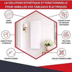 Coffret d'habillage 18 modules en acier blanc pour tableaux éléctriques - H 1170 x L 450 x P 140 mm - Réf. RCHM186^Atole Discount