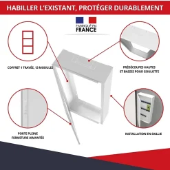 Coffret d'habillage 18 modules en acier blanc pour tableaux éléctriques - H 1170 x L 450 x P 140 mm - Réf. RCHM186^Atole Discount