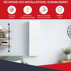 Coffret d'habillage 13 modules en acier blanc avec serrure à clef - H 1040 x L 340 x P 140 mm - Réf. RCH500GSS-Atole Sale