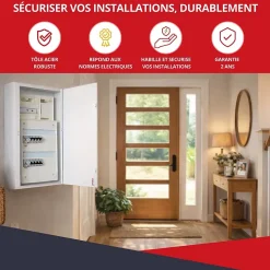 Coffret d'habillage 13 modules en acier blanc pour tableaux éléctriques - H 1040 x L 340 x P 140 mm - Réf. RCH500-Atole New