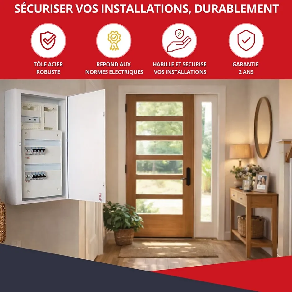 Coffret d'habillage 13 modules en acier blanc pour tableaux éléctriques - H 540 x L 340 x P 140 mm - Réf. RCH100-Atole Hot