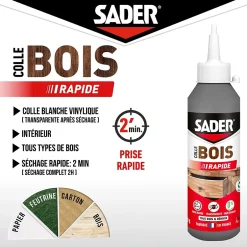 Colle à bois à prise rapide transparente après séchage biberon de 250 g^Sader Sale