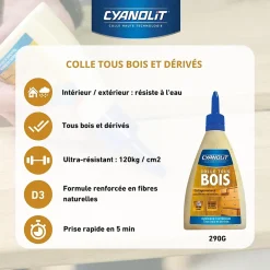 Colle à bois 290g collage renforcé^Cyanolit Online