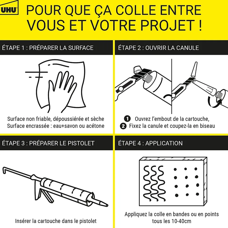 Colle à bois sans PU , cartouche 380g-UHU Discount