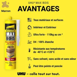 Colle à bois sans PU , cartouche 380g-UHU Discount