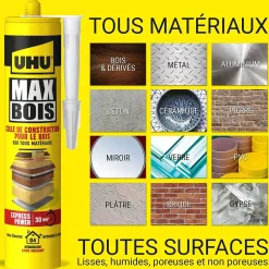 Colle à bois sans PU , cartouche 380g-UHU Discount