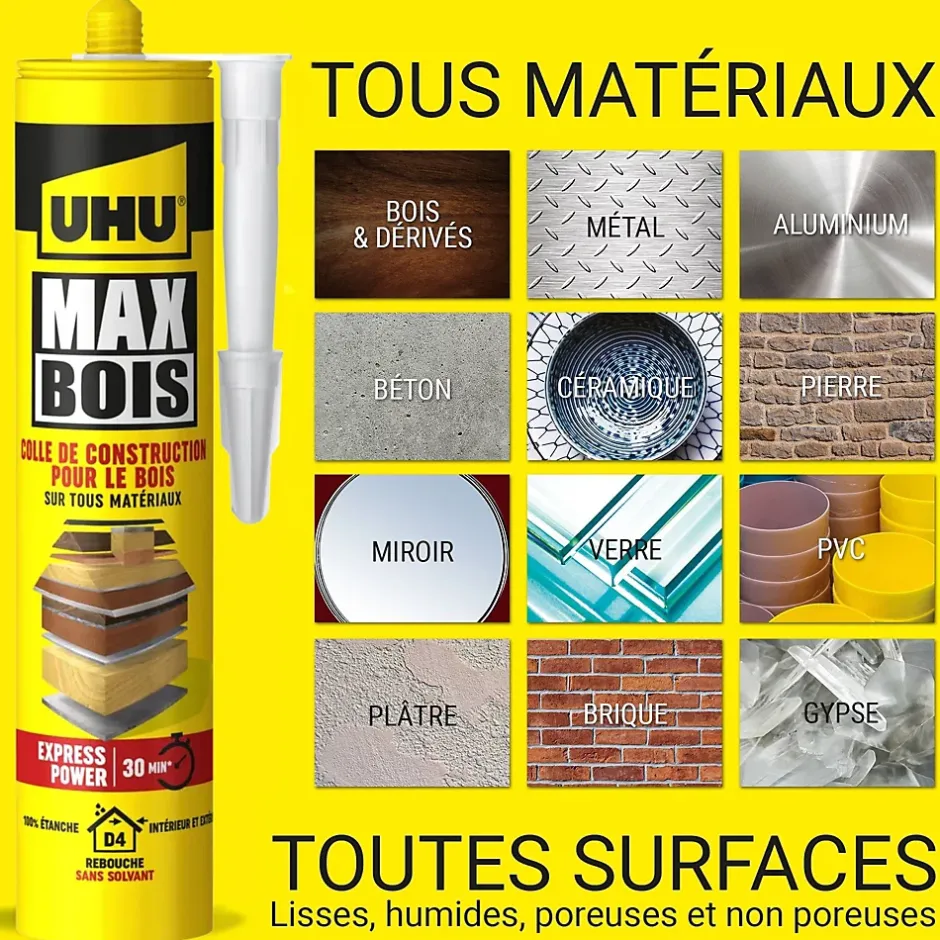 Colle à bois sans PU , cartouche 380g-UHU Discount