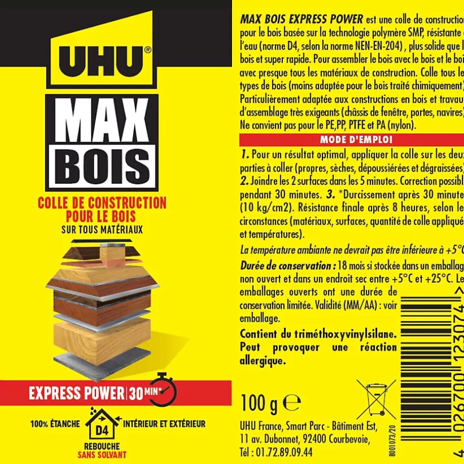 Colle à bois Wood Max Express Power 7002043 en tube de 100 g-UHU Best