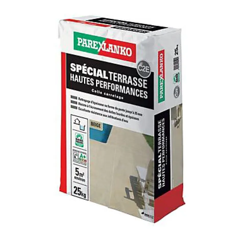 Colle à carrelage beige spéciale terrasse 25 kg-Parexlanko New