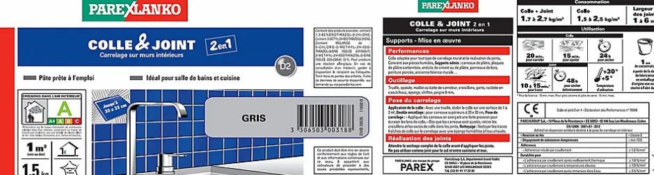 Colle & joint pâte gris 1,5 kg-Parexlanko Outlet
