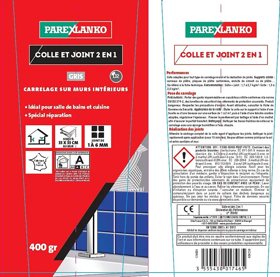 Colle & joint pâte gris 1,5 kg-Parexlanko Outlet