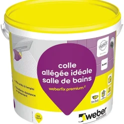Colle allégée pour carrelage spéciale salle de bain .FIX PREMIUM ² (D2 ET) - Le Seau de 17 Kg - BLANC^Weber Best