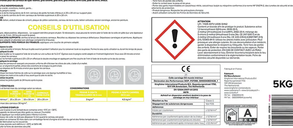 Colle carrelage mur intérieur cuisine et salle de bain blanc 5kg-Volden Sale