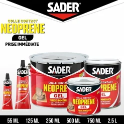 Colle contact néoprène en gel tous matériaux pot de 250 ml^Sader Outlet