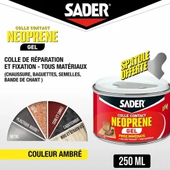 Colle contact néoprène en gel tous matériaux pot de 250 ml^Sader Outlet