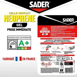 Colle contact néoprène en gel tous matériaux tube de 125 ml-Sader New
