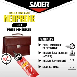 Colle contact néoprène en gel tous matériaux tube de 125 ml-Sader New