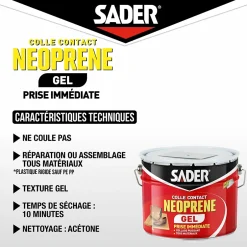 Colle contact néoprène en gel tous matériaux seau de 2.5 litres-Sader