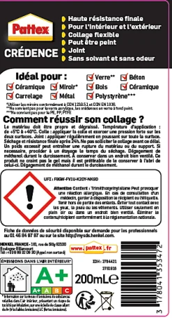 Colle de fixation crédence 216g^Pattex New