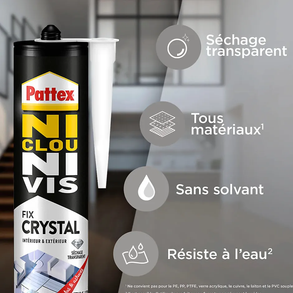 Colle de fixation Crystal 290g-Pattex Discount