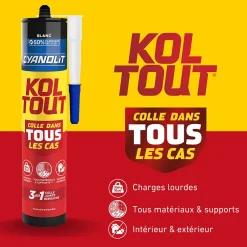 Colle de fixation Koultout 33301149 couleur blanc résistance 350 kg / 10 cm² séchage en 30 minutes-Cyanolit Sale