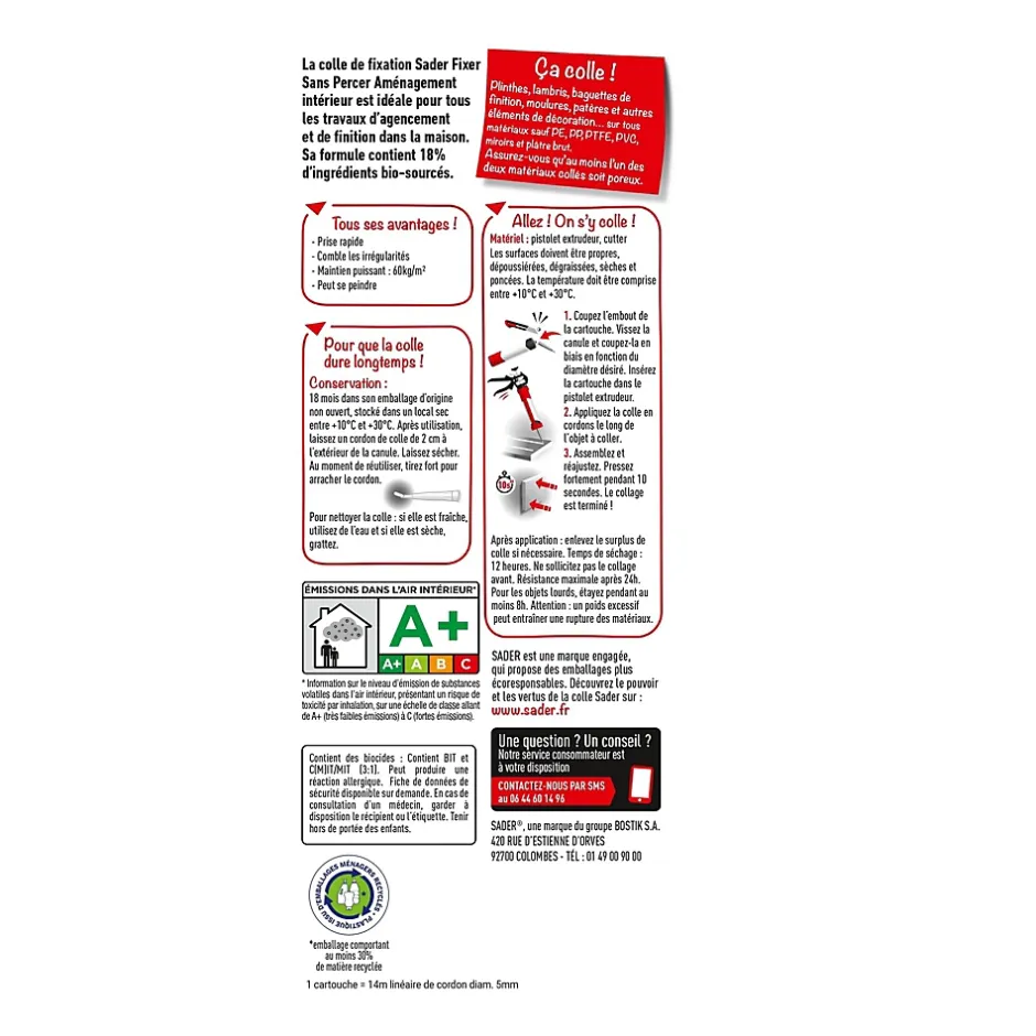 Colle de fixation Fixer Sans Percer Aménagement intérieur 3x280ml^Sader Best