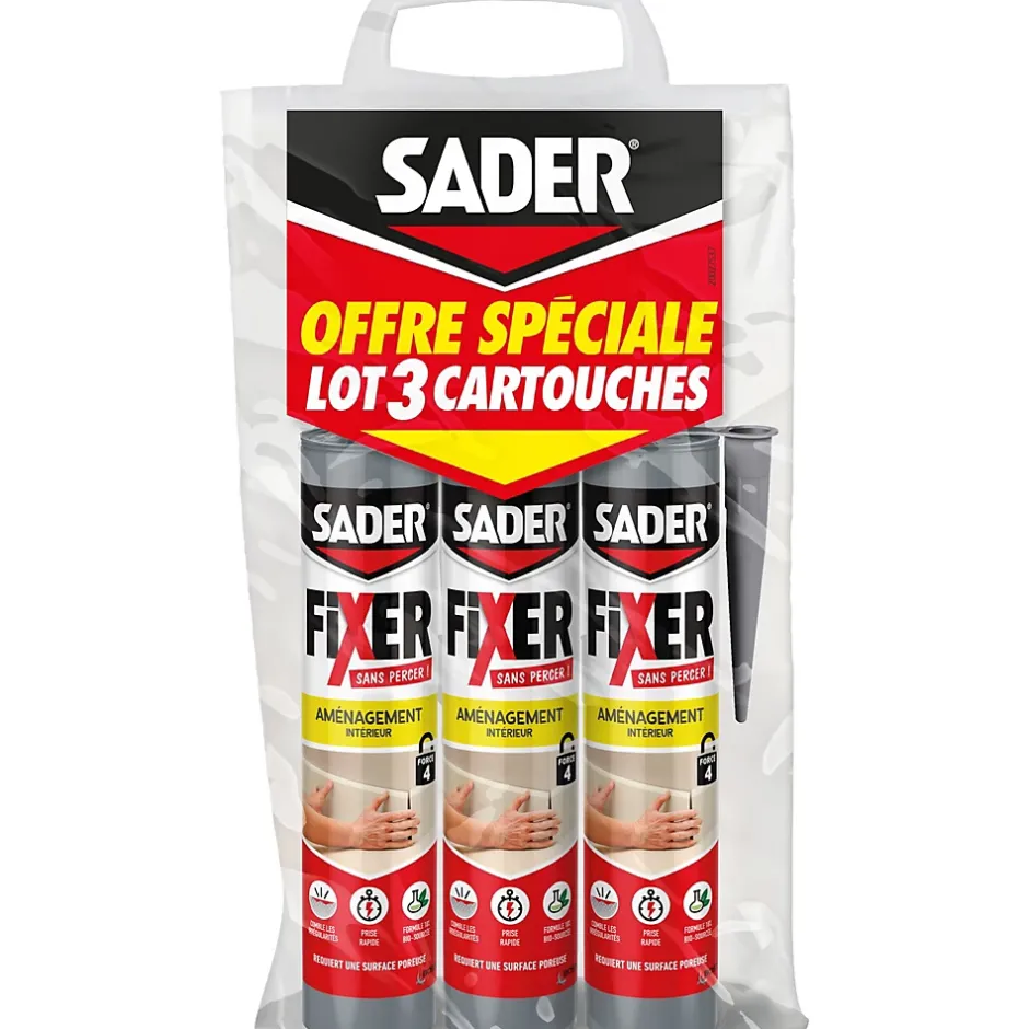 Colle de fixation Fixer Sans Percer Aménagement intérieur 3x280ml^Sader Best
