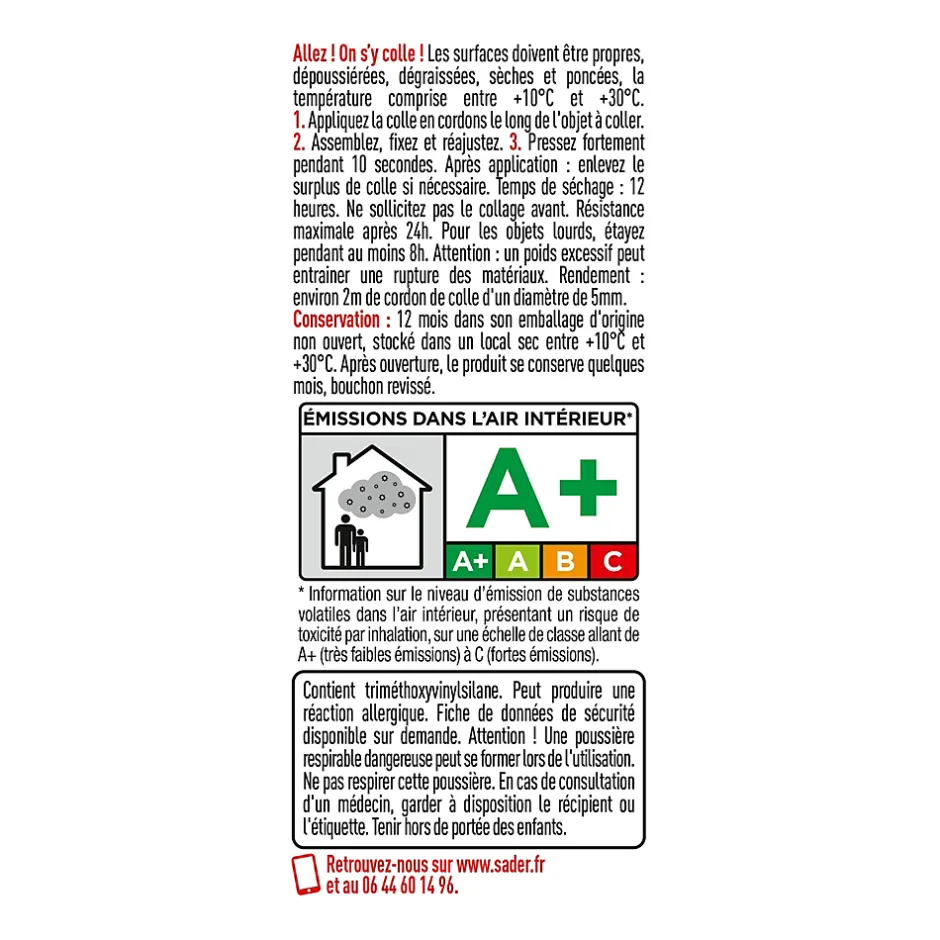 Colle de fixation Fixer Sans Percer Tous Travaux intérieur/extérieur transparent tube 50g^Sader Discount