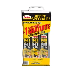 Colle de fixation vendue par 3 Ni clou Ni vis couleur transparent résistance 100 kg / cm² séchage en 12 h^Pattex Hot