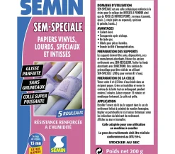 Colle en Poudre pour Papiers Peints Sem-Spéciale , Vinyls, Lourds, Spéciaux et Intissés, Intérieur, Boite 200 g (lot de 2)-Semin Online