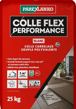Colle Flex performance Blanc tous type de carreaux 25Kg-Parexlanko