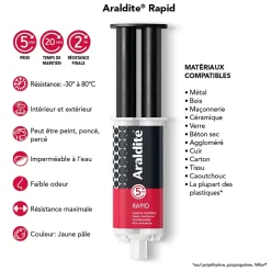 Colle haute performance epoxy à prise rapide matériaux 24 ml^Araldite Online