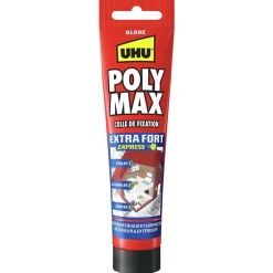 Colle mastic extra forte express Poly Max blanc tube 165g^UHU