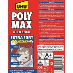Colle mastic extra forte express Poly Max blanc tube 165g^UHU