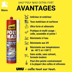 Colle mastic extra forte express blanc 425g^UHU Clearance