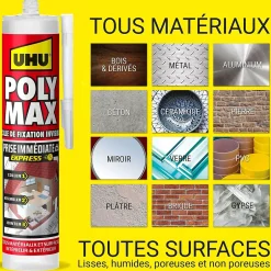 Colle mastic prise immédiate express invisible cartouche 300g^UHU New