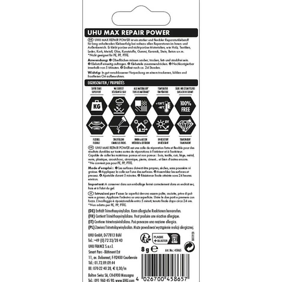 Colle Max Repair 8 grammes Transparent^UHU Outlet